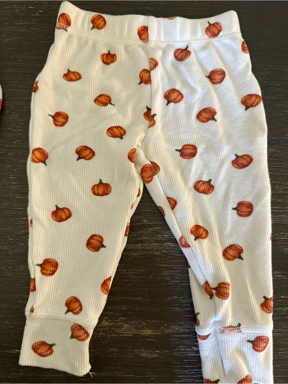 Angel Dear Cream Orange Pumpkin Print Baby Pajama Set Fall Size 6-12 M